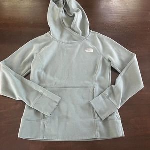 The North Face Hooded Pullover Sweatshirt Mint Green XS Logo Pockets flash dry